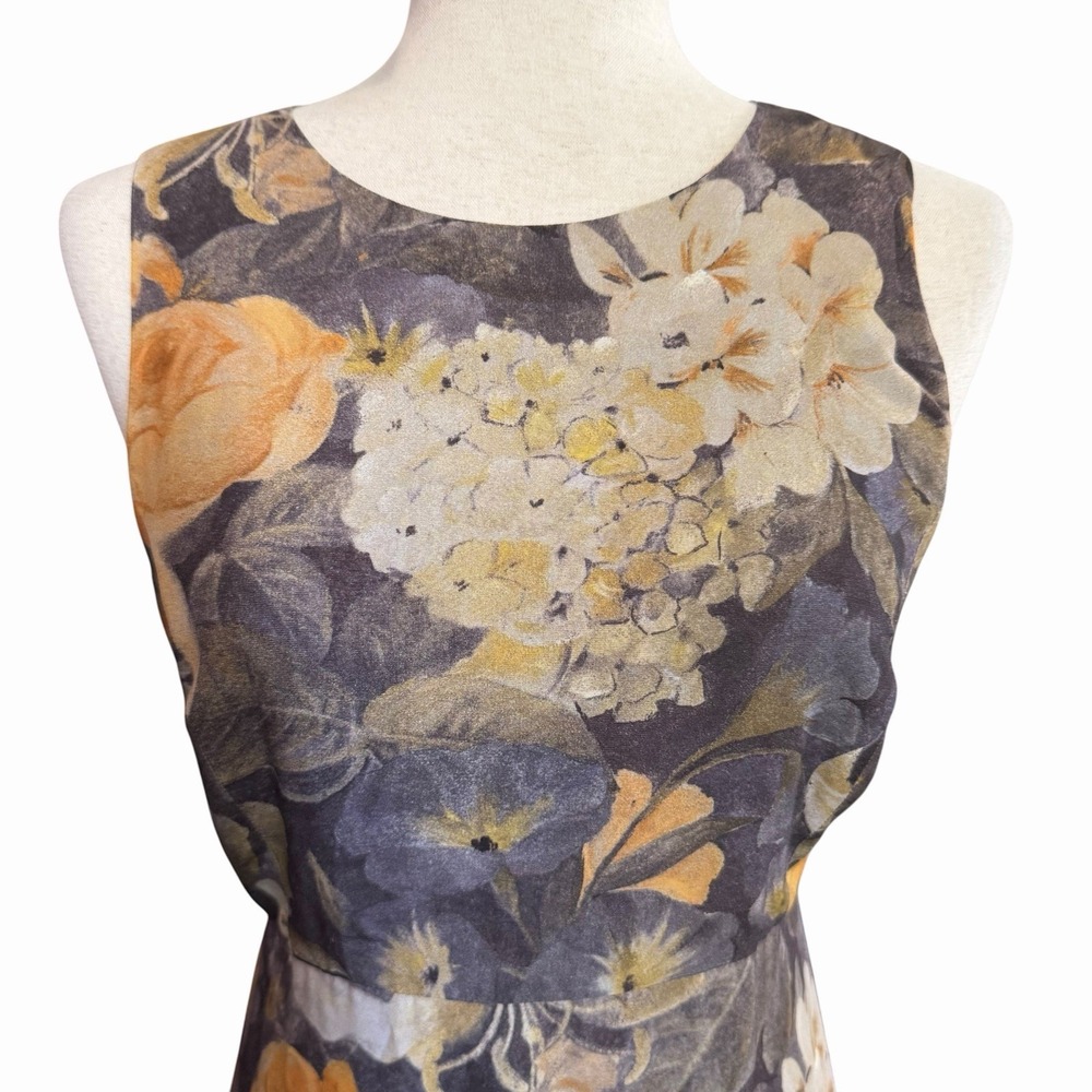 Vintage Barry Bricken for Mark Shale Floral Maxi Dress Sz 8 Dark Romantic Luxury - Picture 3 of 11